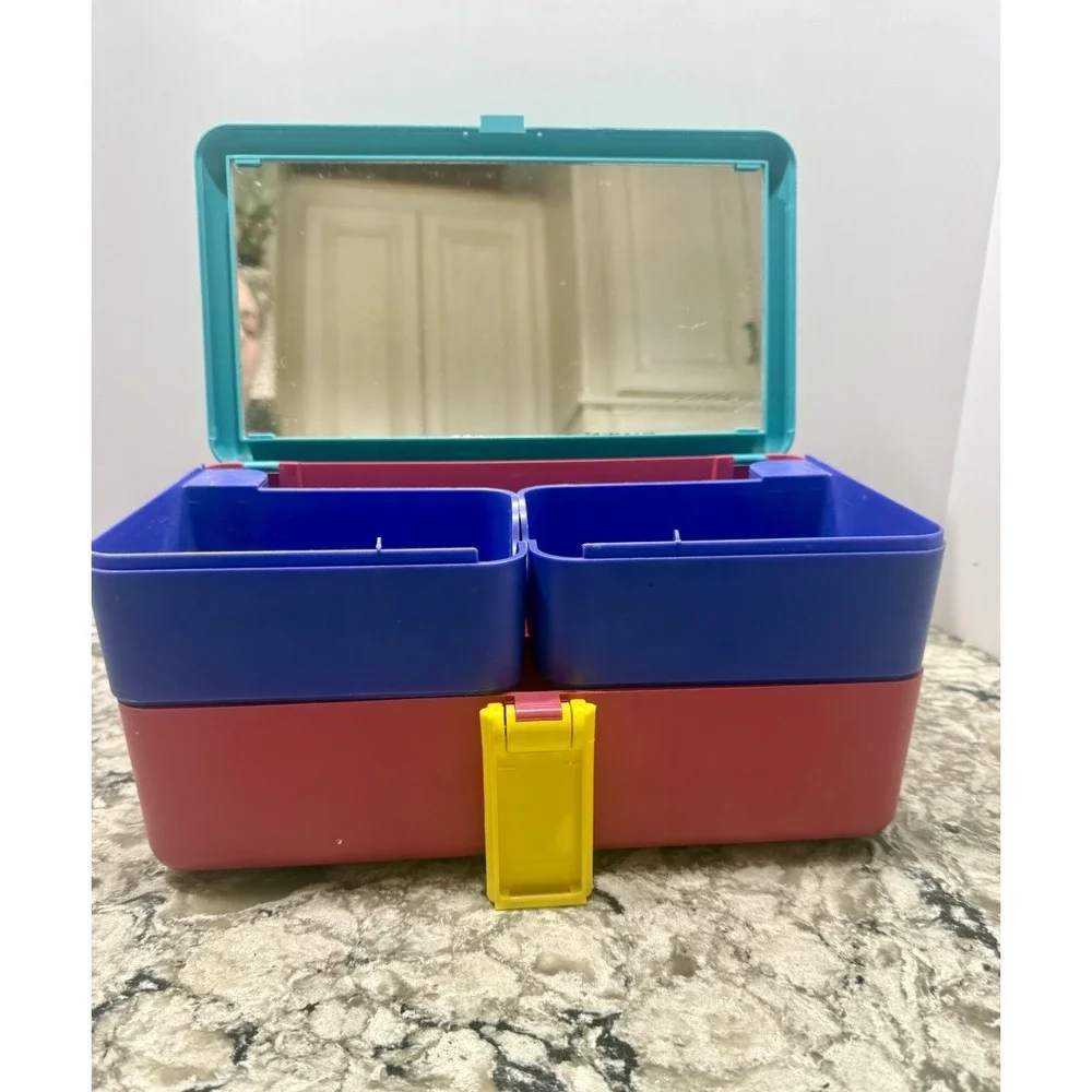 Vtg 1992 PRETTY NEAT 7x12 Organizer 2 Swing Out Trays Makeup